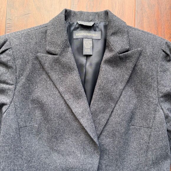 Banana Republic Blazer Women’s Sz 4 Made In Italy Grey Wool Blend Quiet Luxury - Picture 4 of 16